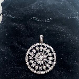 Elegant Silver/Crystal Mandala Pendant